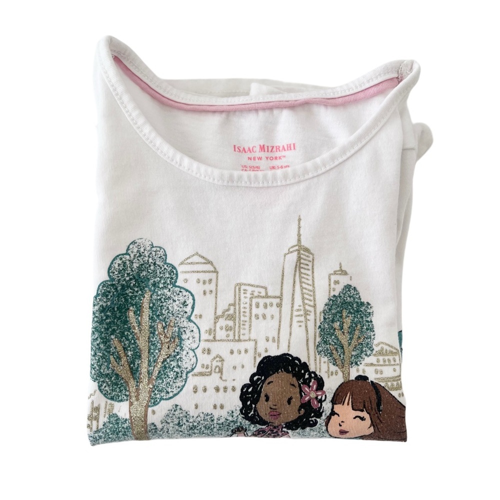 Isaac Mizrahi Kids' White Long Sleeve Tee with City Girls Graphic | Girl S (5/6) - Picture 9 of 9